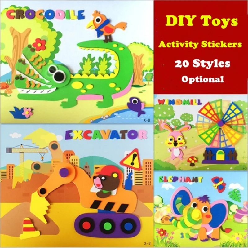 

Rotatable 3D Foam Stickers DIY Movable Stickers 3D Pasting Paper Kids Puzzle Educational Toys 3D Stereo Stickers Children Gifts