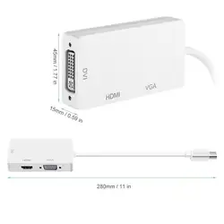 Аудио кабели Mini DP к DVI, VGA, HDMI HDTV адаптер 3 in1 для microsoft Surface Pro 3 2 1