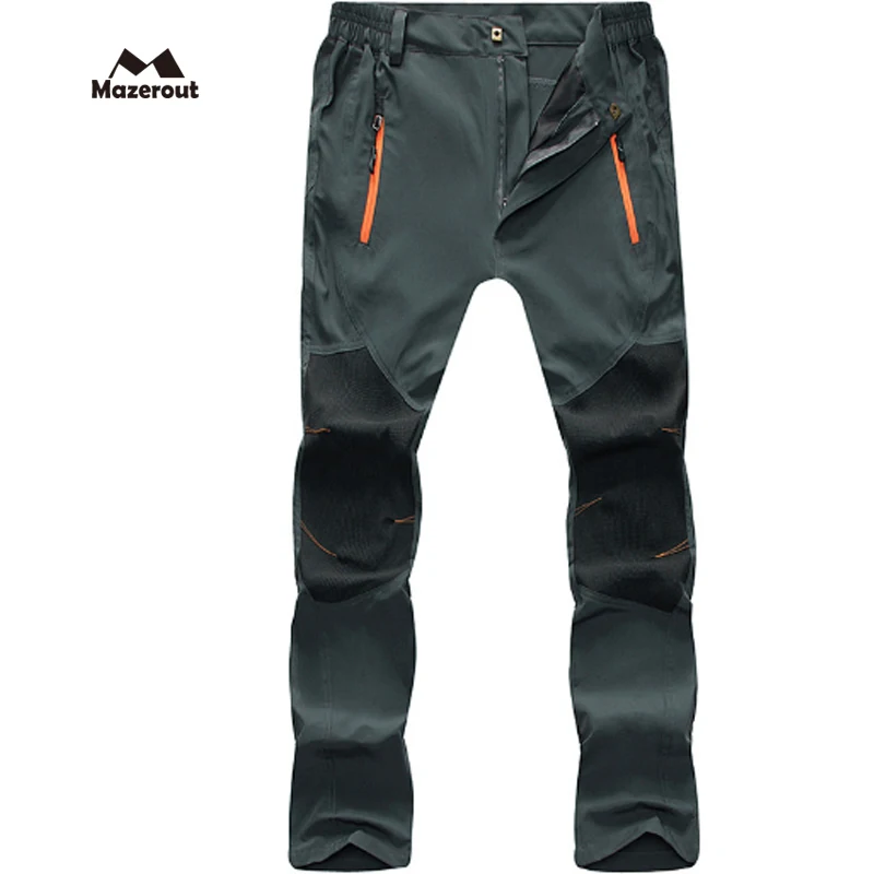 MAZEROUT 2017 hombres nuevo verano pesca 3XL pantalones al aire libre de senderismo Camping Plus tamaño pantalones de ciclismo deportes impermeable P31