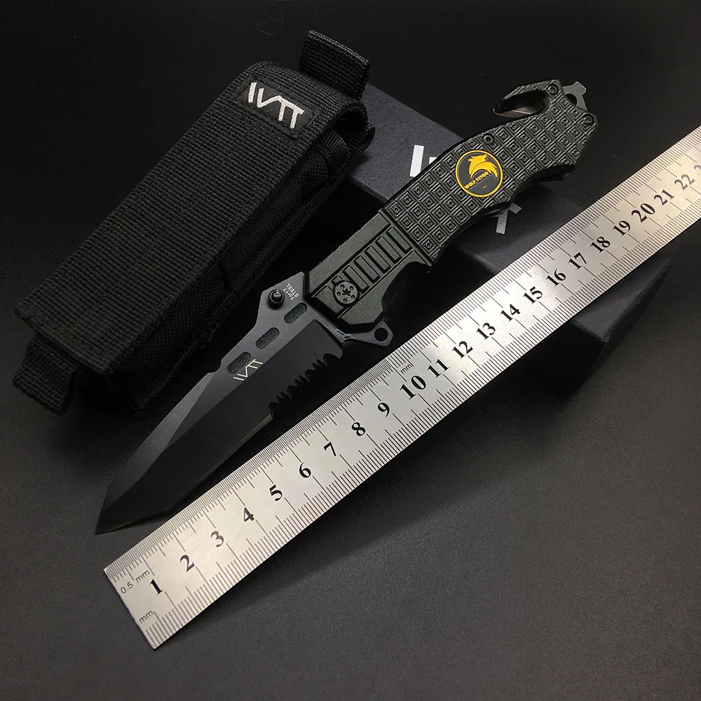 BGT Black Steel Folding Knife Tactical Hunting Survival EDC Pocket