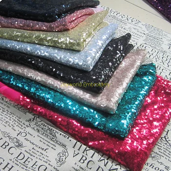 

Sequined Lace Fabrics Allovered Sequins Embroidered Cloth Gold Silver Matte Champagne 130CM