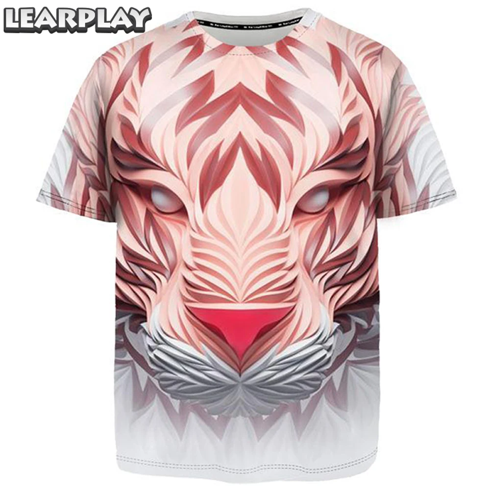 

Tiger Pattern T-shirts Animal 3D Print Summer Short Sleeve Tee Shirts Men Women Hip Hop Funny Pink Casual Tops Streetwear Adults