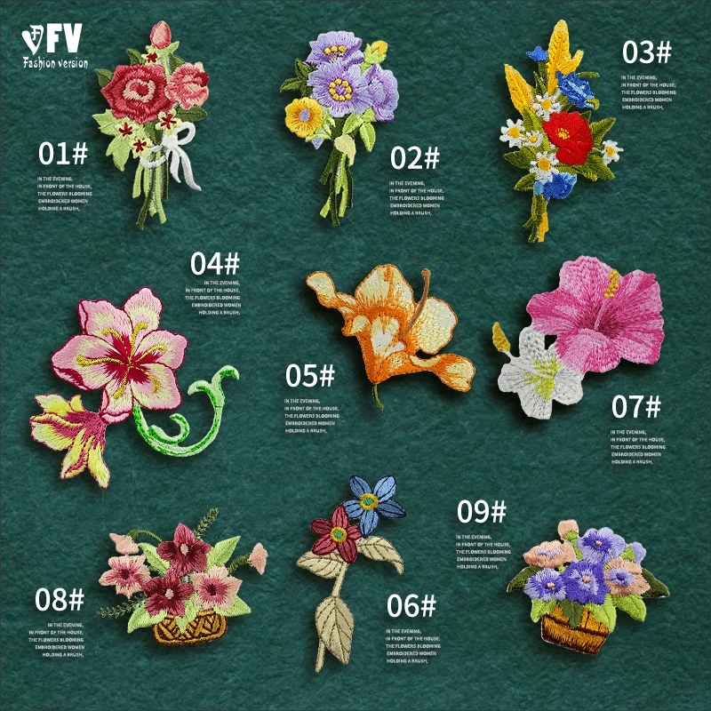 

Refined flower embroidery patch clothing supplement hole The back glue Need to be ironed