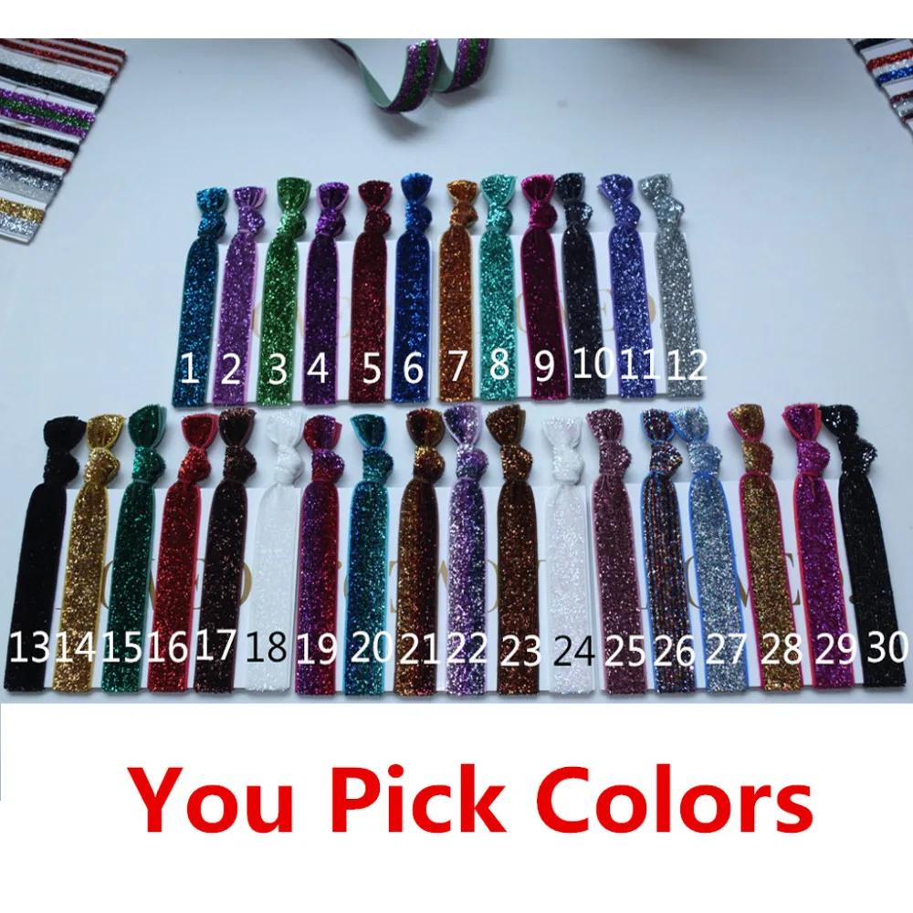 10 Pcs Glitter Hair Ties Elastic Bands Ponytail Holder Hair Band Wrist Strap Yoga Elastic Ties