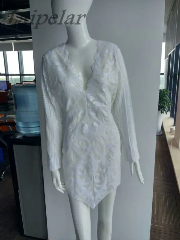 Новое кружевное платье с длинным рукавом сексуальное женское Мини вечернее платье горячая Распродажа A190501 Laipelar