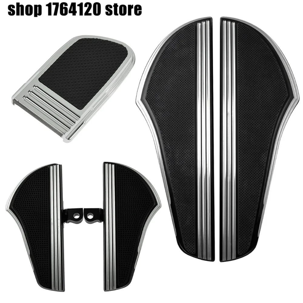 

Rider Passenger Footboard Floorboard w/ Brake Pedal Black/Chrome For Harley Touring 86-17 FLST 94-17 FLHR 12-17 FLD 82-17 FLH