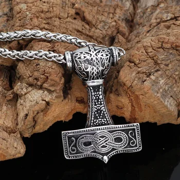 

Men 316L stainless steel Viking Nordic Thor hammer Mjolni pendant necklace