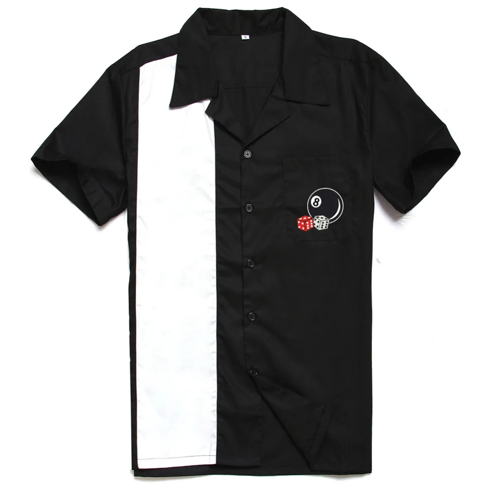 Vintage Eight Ball 1980s Shirt Mens Retro Skate Blouse Hip Hop Rap Rappers 8 balls Streetwear Turn Down Dice Shirts | Мужская одежда