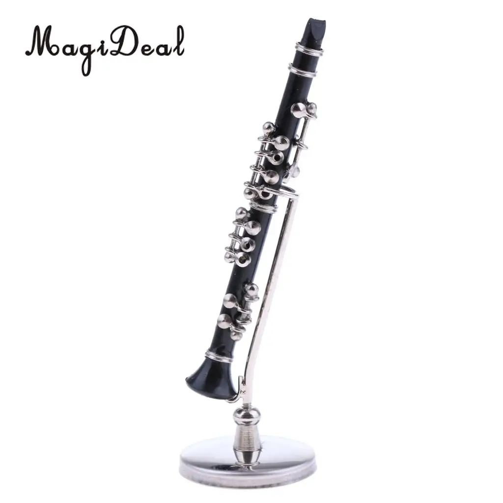 Miniature ABS Plastic Black Clarinet Musical Instrument with Box for 1/12 Dollhouse Music Room Table Decor Children Toy Gift