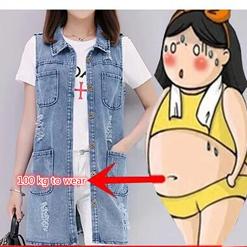 

2018 New Spring brand high-quality in hole Pockets Cowboy turn-down collar sleeveless Long Loose Coat Women S-5XL