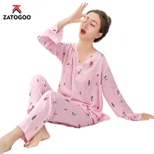 Модный милый пижамный комплект из хлопка с длинными рукавами для девочек; модная женская одежда для сна; костюм для дома; одежда с цветочным принтом для отдыха