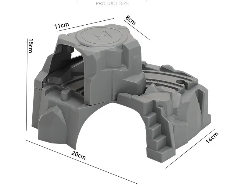 Серый пластик моделирование двухслойная туннельная пещера Совместимость Томас Биро деревянный поезд трек Железнодорожный слот игрушка Подарки для детей