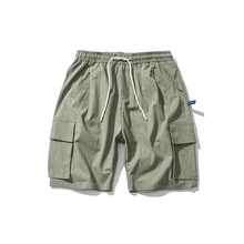 Японские мужские однотонные трехмерные большие карманные рабочие модные уличный бренд свободные прямые повседневные брюки 5