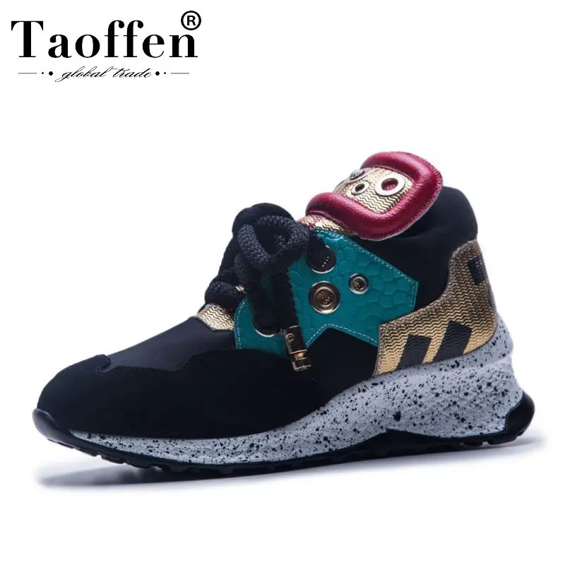 

Taoffen High Quality Real Leather Hot Sale Ladies Vulcanized Shoes Women Mixed Colors Club Shoes Spring Sneakers Size 35-42