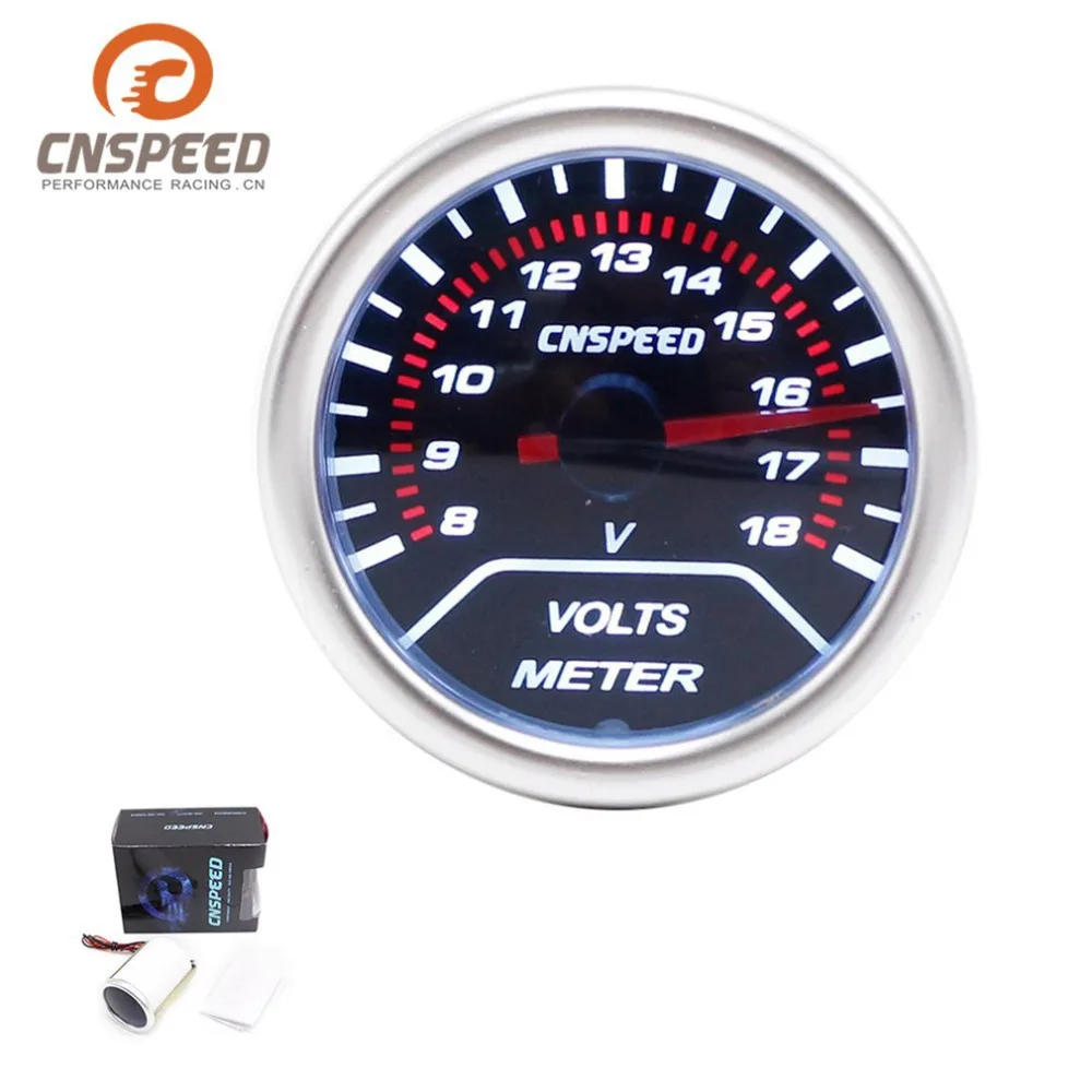 CNSPEED 12V Auto Car Volt Meter LED Digital Voltmeter Tester 52mm Smoke Lens Voltage Gauge Universal For Car Modification Jasnyfall white 