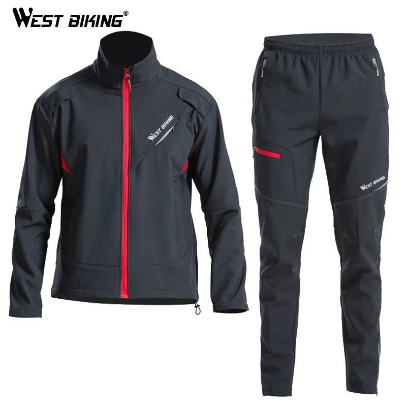 

WEST BIKING Winter Fleece Cycling Sets Bicycle Thermal Jacket Men's Bike Trousers ropa ciclismo Cycling Clothing Sportswear