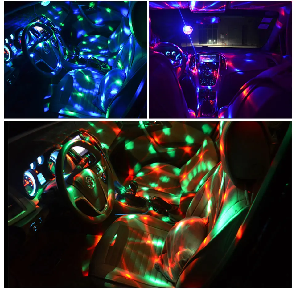 VooVoo Car USB Led Atmosphere Lights RGB LED Car Interior Rotating DJ Lights Party Decoration Lighting + Wireless Remote Control_01 (14)