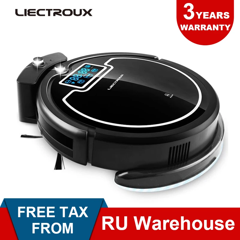 Koop (RU Magazijn) LIECTROUX Robot Stofzuiger B2005 PLUS X900wet water tank, Virtuele Blocker, Zelf Charge, UV Lamp, TouchScreen Tone