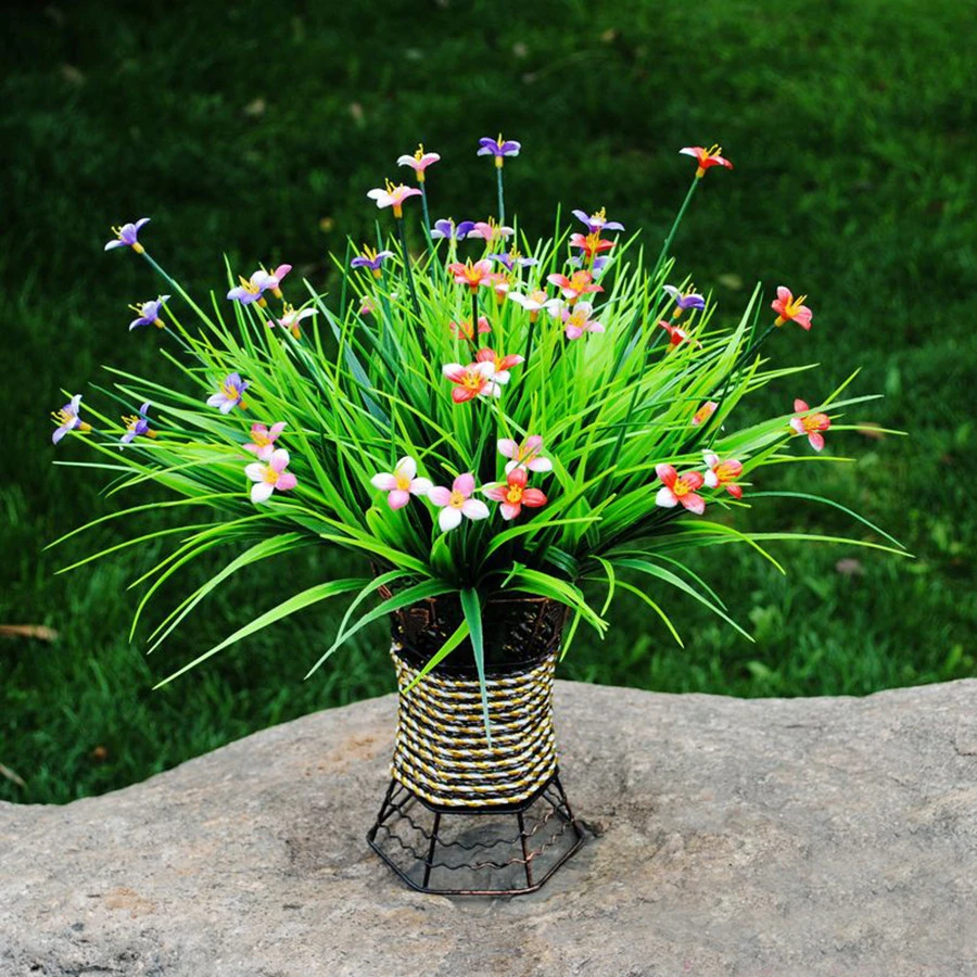 をシミュレーション植物花 プラスチック花グリーン草草幸運草装飾花 Flower Sun Flower Flower Spongeflowers For Hot Sun Aliexpress