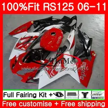 Инъекции для Aprilia RS-125 RS125 06 07 08 09 10 11 80SH11 RS4 белого и красного цветов RSV125 RS 125 2006 2007 2008 2009 2010 2011 обтекатель