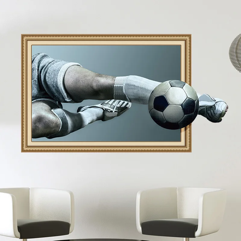 The new 3D football shooting bedroom living room decorative wall