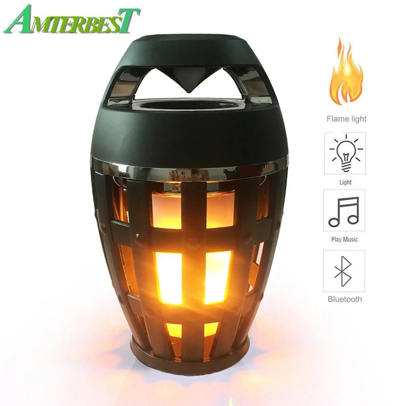 

AMTERBEST Flame Atmosphere Lamp Light Bluetooth Speaker Portable Wireless Stereo Speaker with LED Flicker Outdoor Camping Woofer