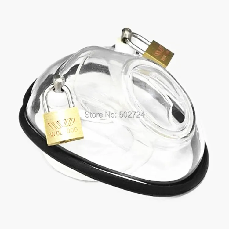  font b Latest b font Design Transparent Male Cock Cage Bondage Chastity Device Peins Lock