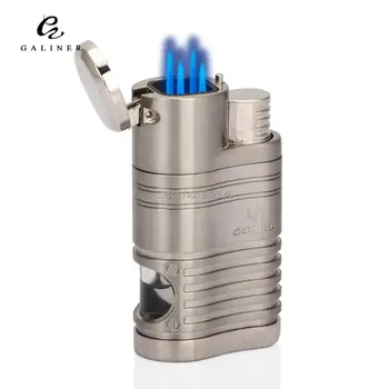 

COHIBA Gas Lighter Metal 4 Windproof Flame Torch Cigar Lighter Pocket Cigarette Lighters Butane W/ Gift Box