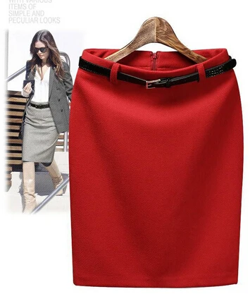 Новое поступление Модная весенняя женская шерстяная юбка размера плюс Осенняя Зимняя юбка ol юбки с высокой талией для женщин S67 - Цвет: Красный