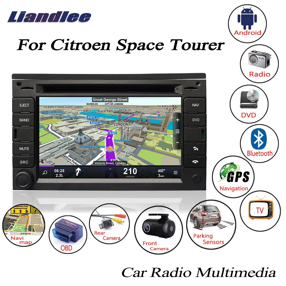 Liandlee Android автомобиль для Citroen Space Tourer 2007~ Радио DVD плеер gps камера OBD ТВ HD экран Navi навигационные карты