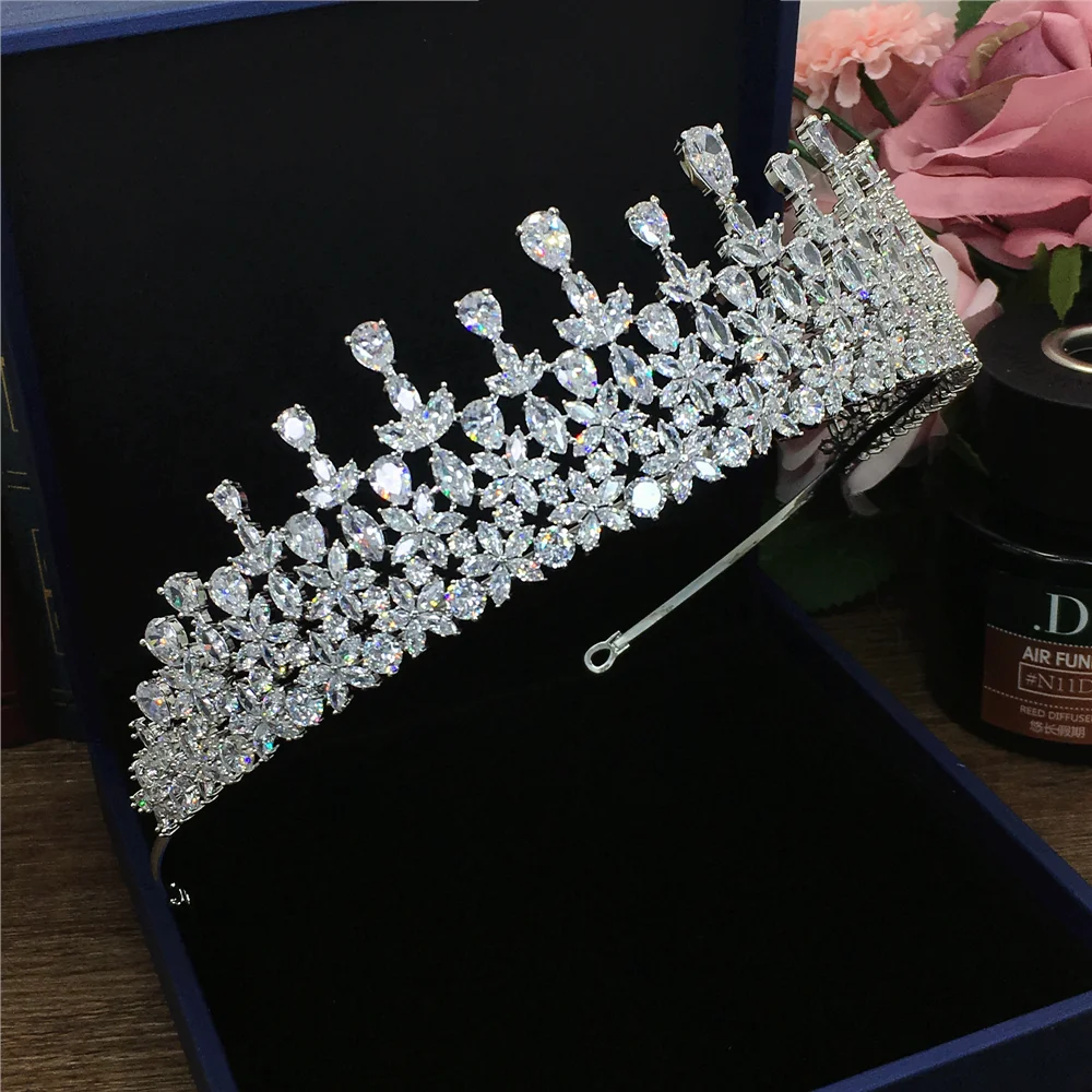 

Zircon Wedding Crown Headband Large Tiara Noiva Tiaras And Crowns Jewelry Bridal Hair Accessories Diademe Bijoux Corona WIGO1362