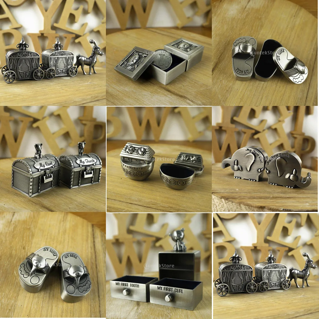 

MagiDeal My First Tooth&Curl Silver Trinket Box Set Keepsake Boy Girl Children Kids Baby Novelty Birthday Gift Toy 7Kinds