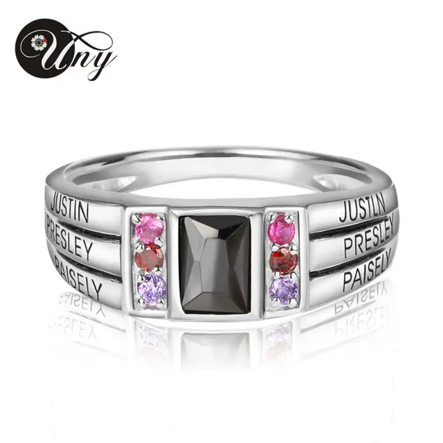Uny Rings 925 Sterling Silver Customized Engrave Ring Family Uny Rings 925 Sterling Silver Customized Engrave Ring Family Heirloom Anniversary Valentine Gifts Mother S Birthstone