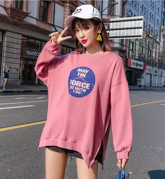 

Large Size Women Clothing Loose Female Top O-Neck Sweatshirt Print Long-Sleeved Feminina Casual Winter Pullover S080