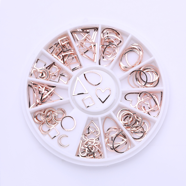 Gold Geometry Rivet Alloy Nail Studs Chameleon Stone Nail Rhinestone Small Irregular Beads 3D Nail Art Decoration In Wheel