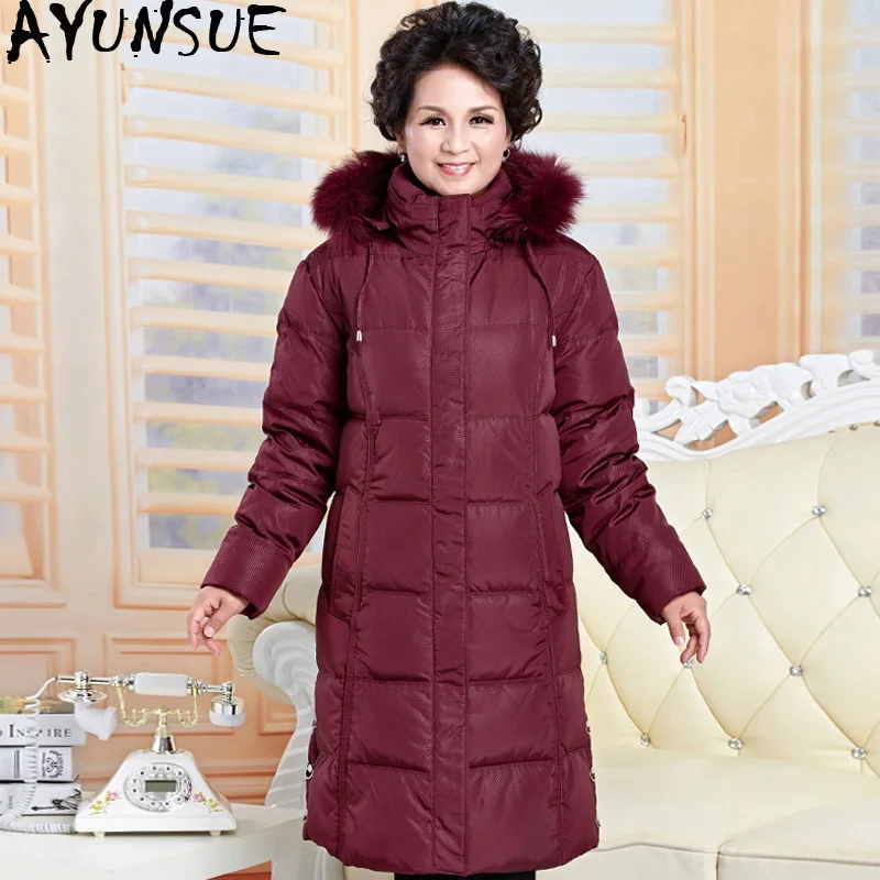 

AYUNSUE Female Down Jacket Plus Size Warm Winter Coat Jackets for Elderly Women Parkas Mujer 2019 Long Coats Abrigos Mujer KJ485