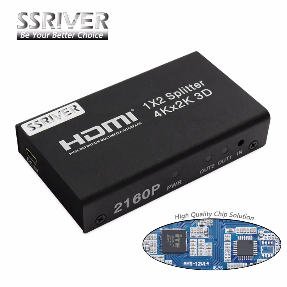 SSRIVER 4K HDMI Splitter 1x2 2160P 1080P Amplifier HDMI Switch1 in 2