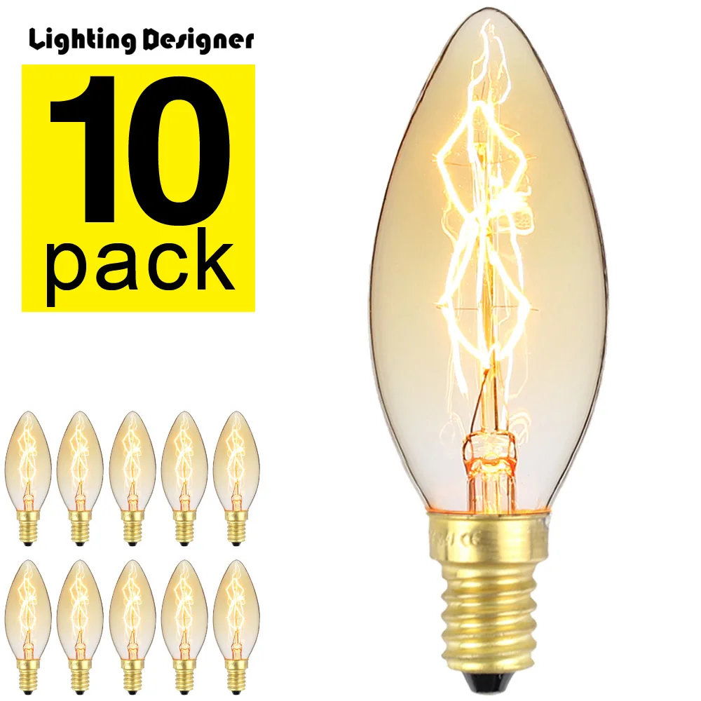 10pack C35 candle light bulb Vintage Edison bulb E14 small screw 40w