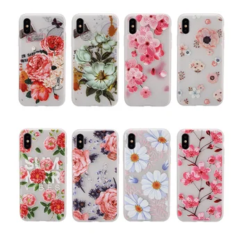 

Flower Mandala Soft TPU Case For iPhone X XS MAX XR 7 8 6 Plus Fashion Blossom Rose Henna White Floral Paisley Painting 100PCS