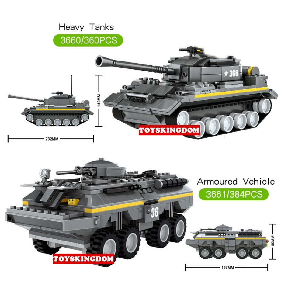 

Hot modern military type 366 heavy tanks Armored vehicle car building block army figures educational toys for children gifts