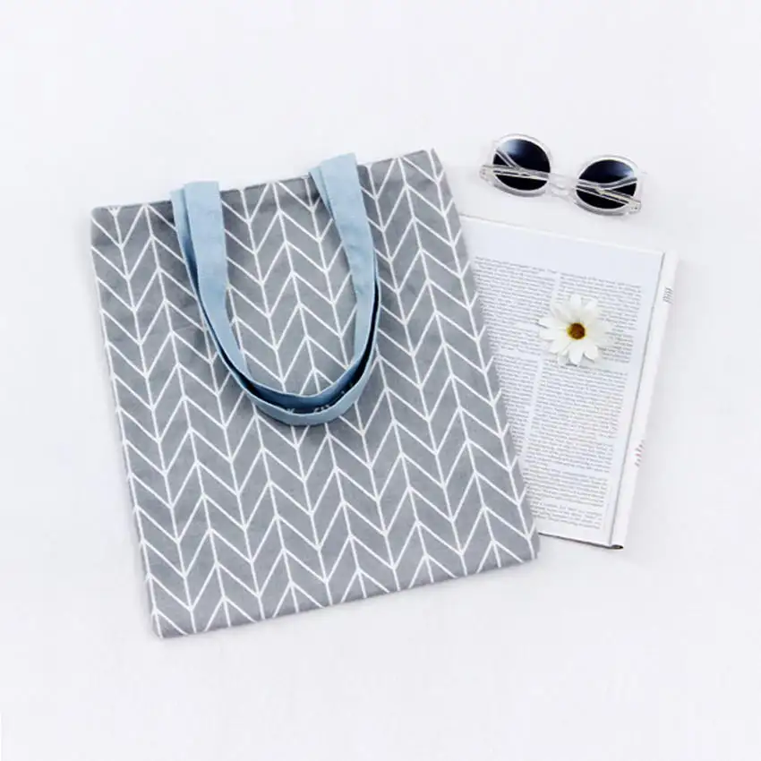 KANDRA Geometric Canvas Tote Bag Japanese Shoulder Tote Bags Reusable Linen Grocery Lifestyle Women Shopping Bag 2019