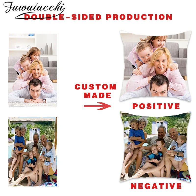 

Fuwatacchi Double-sided Cushion Cover Customization Personal Family Throw Pillow Covers Polyester Pillowcases Home Sofa