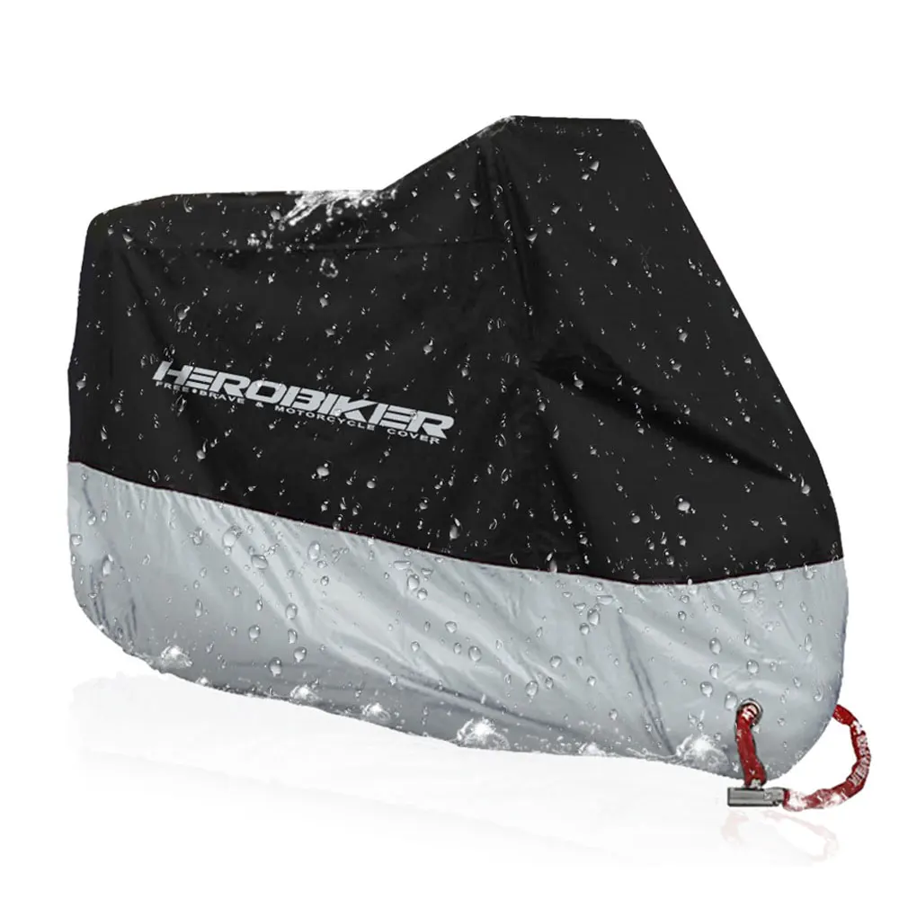Cubierta de la motocicleta de HEROBIKER a prueba de polvo impermeable a prueba de polvo UV cubierta de la lluvia de la motocicleta de interior al aire libre Cubierta de la motocicleta de HEROBIKER a prueba de polvo impermeable a prueba de polvo UV cubierta de la lluvia de la motocicleta de interior al aire libre