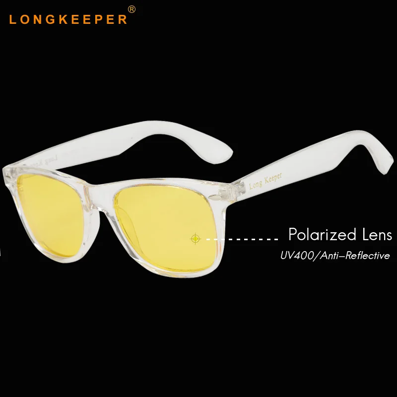 

LongKeeper Night Vision Goggles Sunglasses Women Men Brand Designer Driving Sun Glasses Transparent Frame Yellow Lenses 1029LOGO