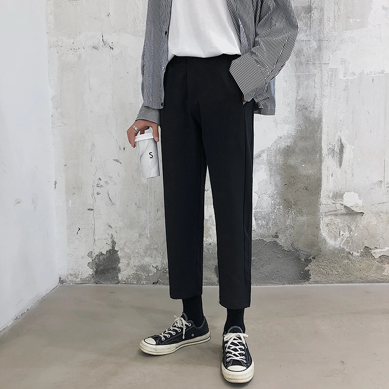 

2019 Summer Men's Casual Pants Male Leisure Fashion Trend High-quality Wide Leg Pants Black Color Loose Trousers Big Size S-5XL