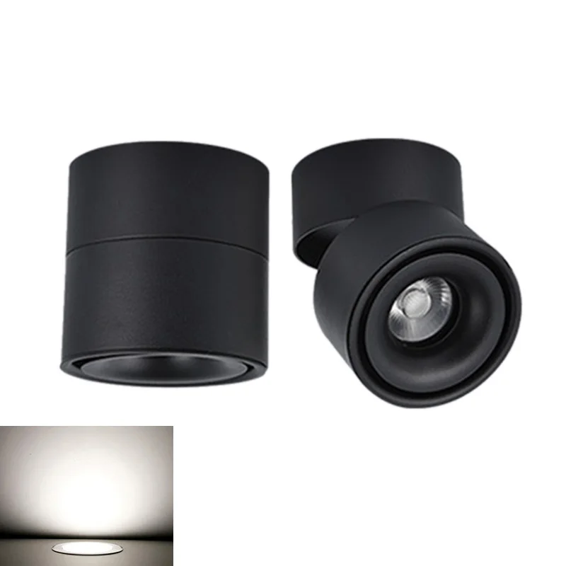

85-265V AC input 12W LED surface mounted ceiling lamp 360 degree rotatable COB background spot light Brushed Nickel Finish