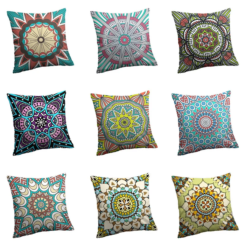 

40x40/45x45/50x50/60x60 cm Mandala Digital Printing Peach Skin Bright Color Both Side Print Pillow Case