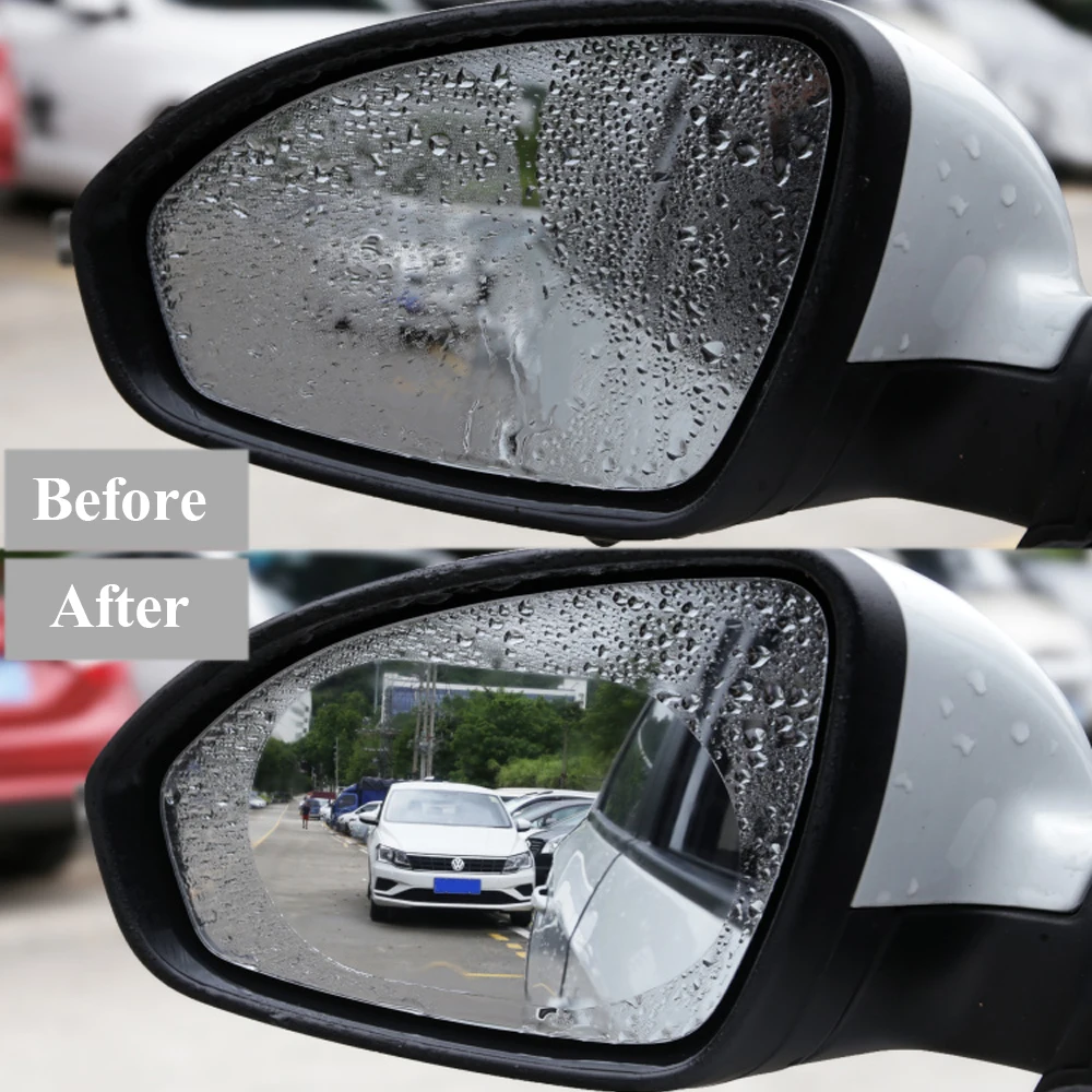 2pcs Car Rearview Mirror Waterproof Membrane Transparent Clear Film