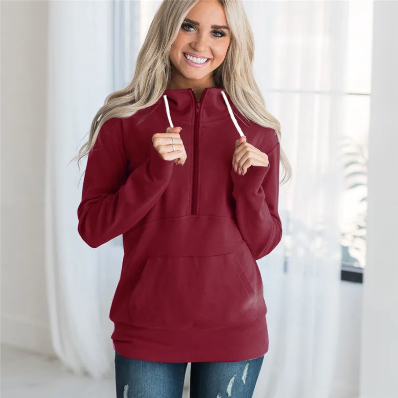 2019 Women Hoodie Sweatshirts Hooded Autumn Solid Fashion Women's Hoodies Plus Size Pockets Zipper Long Sleeve Pullovers Jumpers 2019 Women Hoodie Sweatshirts Hooded Autumn Solid Fashion Women's Hoodies Plus Size Pockets Zipper Long Sleeve Pullovers Jumpers
