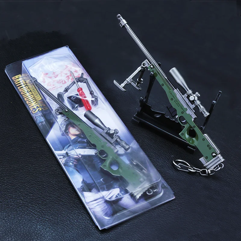 

[New] WWII 17.5 cm Weapon Model 1/6 Scale Rifle Sniper Gun Model Toys PUBG AWM gun alloy model Men game Key chain keychain gift